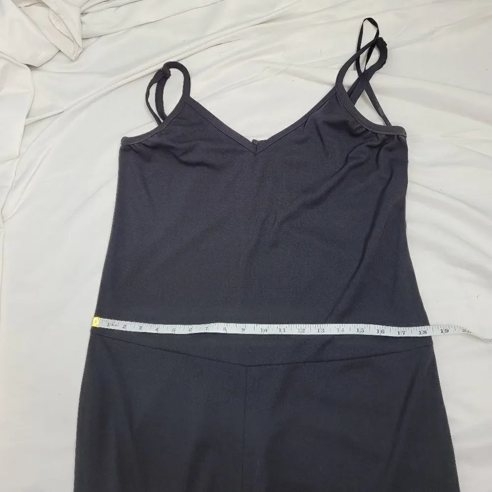VINTAGE 90s black jumpsuit tank top wide‎ leg crop adjustable straps L